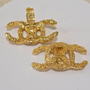 Vintage Designer CoCo Chanel Logo Gold Shoe Clip Pair Made by Bluette in France